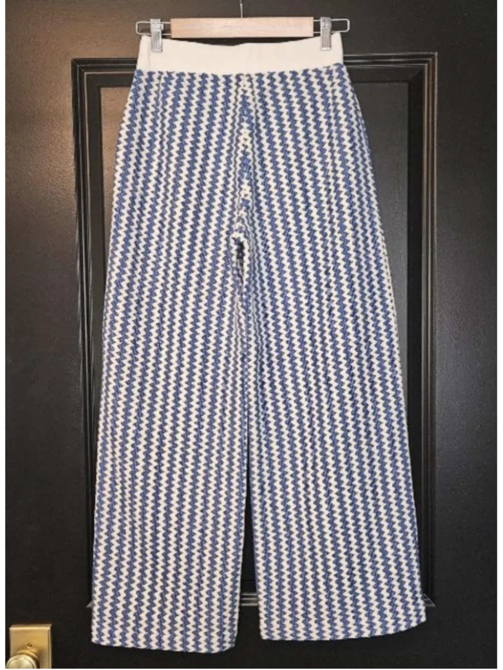 LOFT Beach Ann Taylor Geo Crochet Blue/White Wide Leg Pants NWT XS - Picture 5 of 5